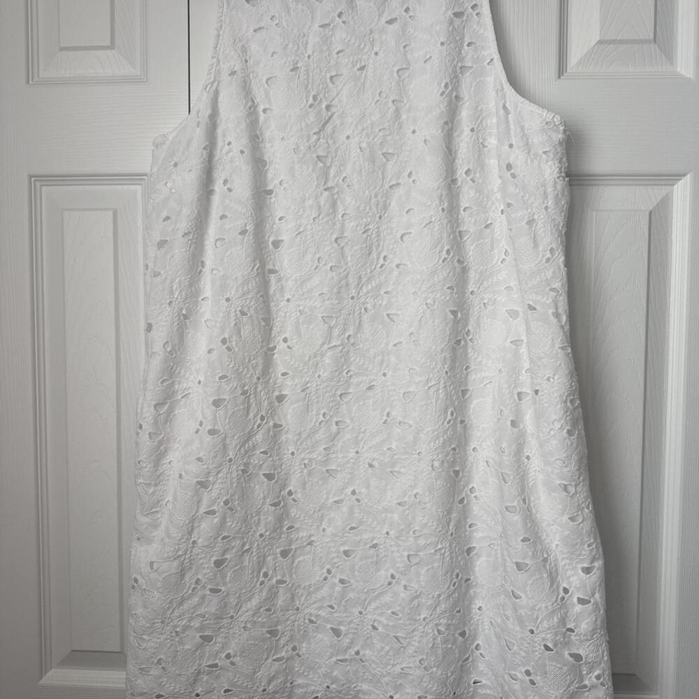 Time and Tru white eyelet dress with scalloped hem, size L #eyelet #scalloped